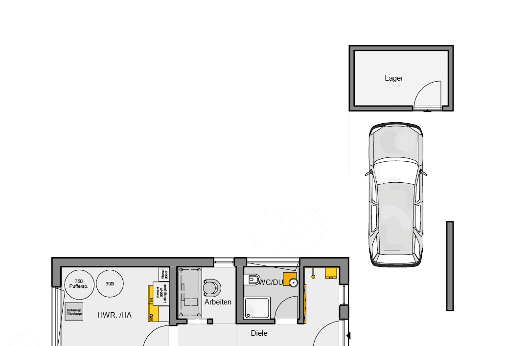 Grundriss mit CARPORT MIT ABSTELLRAUM